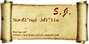 Surányi Júlia névjegykártya